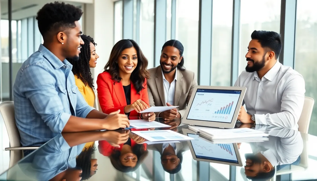 professionals discussing home equity loans in a modern office.